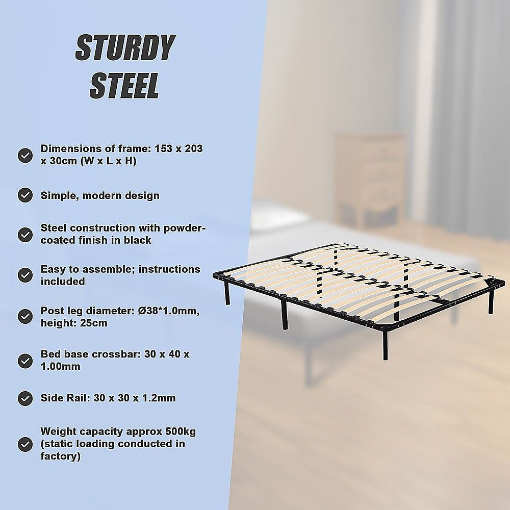 Queen Bed Frame Metal Platform Sturdy Bedroom Furniture Design