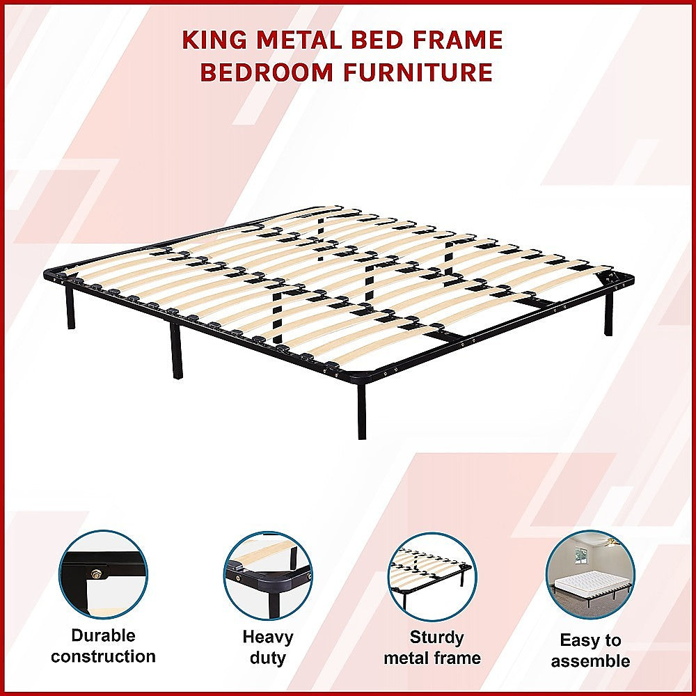 King Bed Frame Metal Platform Sturdy Bedroom Furniture Design