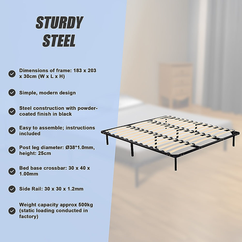 King Bed Frame Metal Platform Sturdy Bedroom Furniture Design