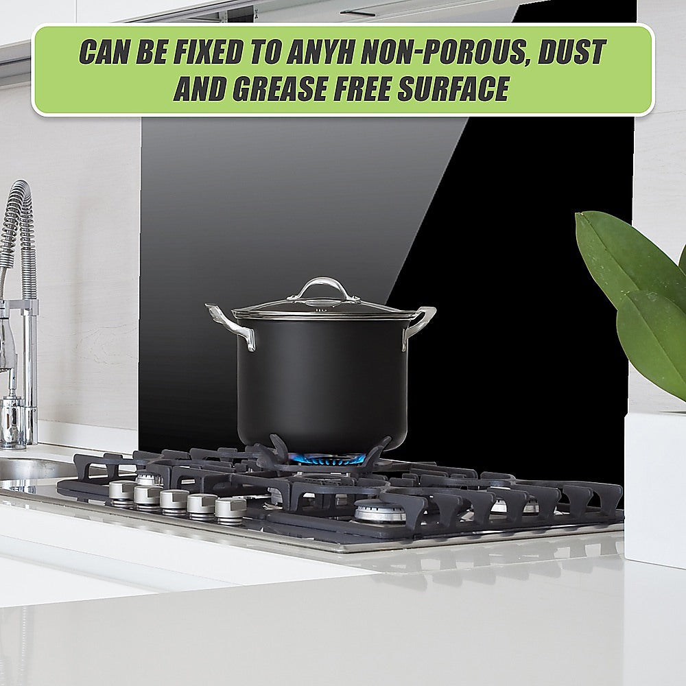 Black colour - Toughened 60Cm X 75Cm Black Glass Kitchen Splashback
