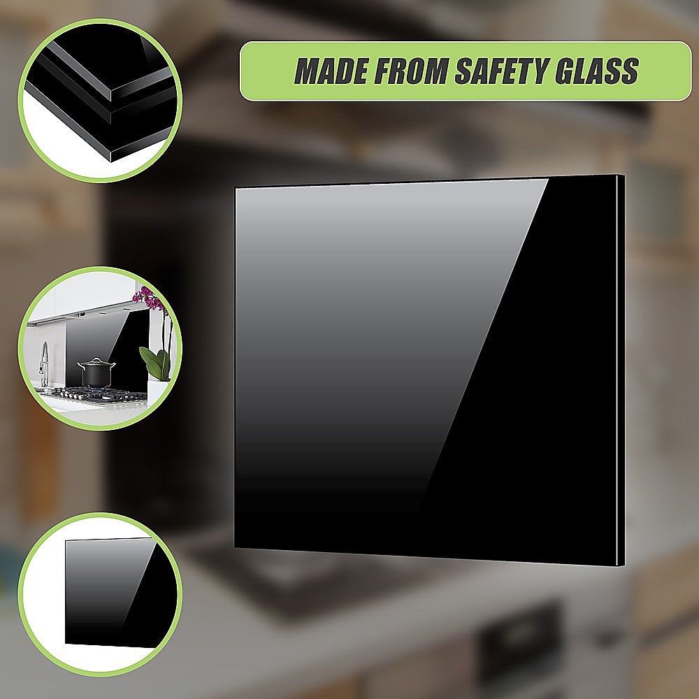 Building Materials - Toughened 60Cm X 70Cm Black Glass Kitchen Splashback