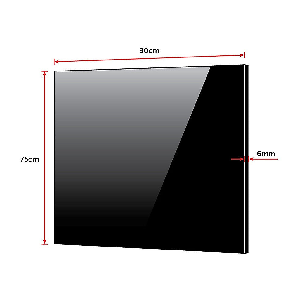 Toughened 60Cm X 70Cm Black Glass Kitchen Splashback, Glass finish