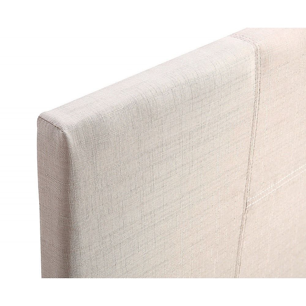 Single Bed Frame Linen Fabric Upholstered Modern Beige Design