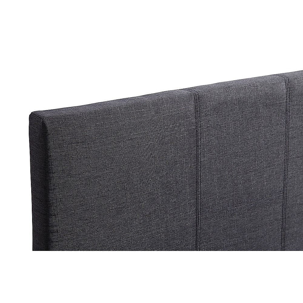 Single Bed Frame Linen Fabric Upholstered Modern Grey Design
