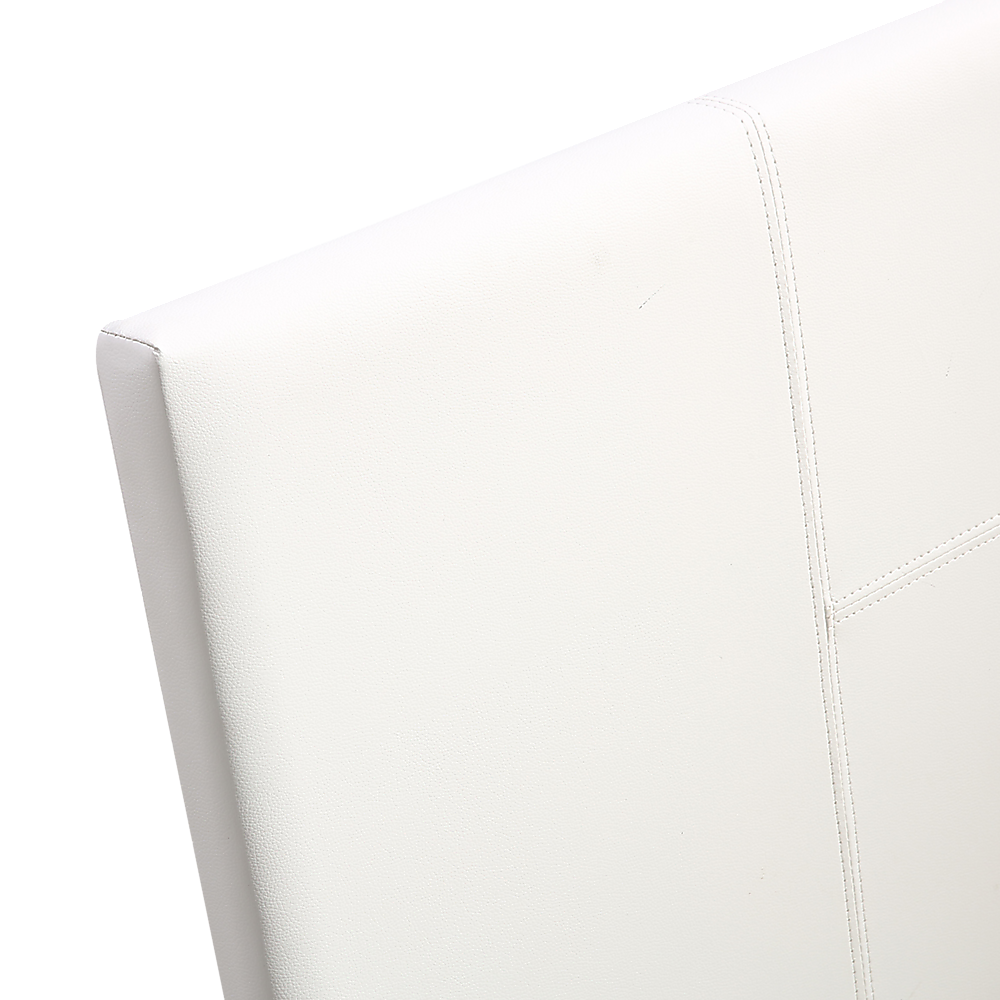 Single Bed Frame PU Leather Upholstered Modern White Design