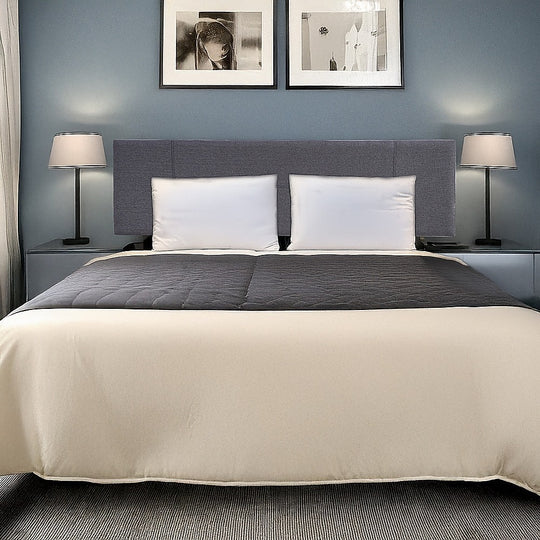 Linen Fabric King Bed Headboard Bedhead - Grey | Linen finish