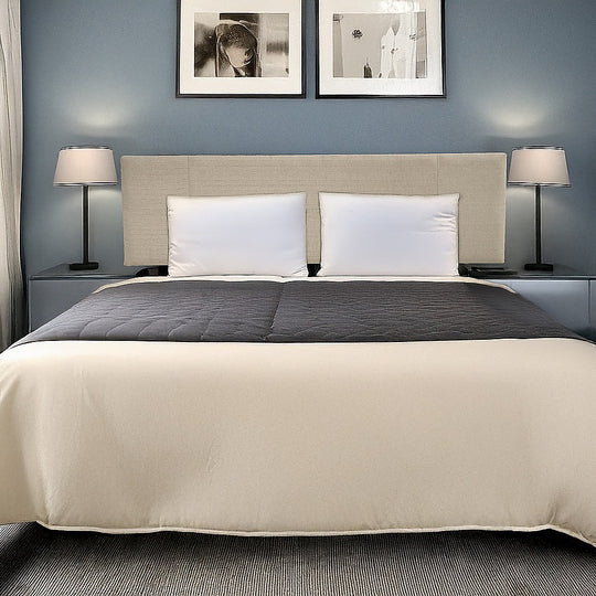 Linen Fabric King Bed Headboard Bedhead - Beige | Linen finish
