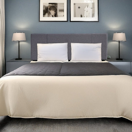 Linen Fabric Queen Bed Headboard Bedhead - Grey | Linen finish