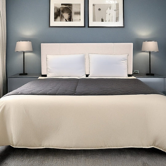 Linen Fabric Queen Bed Headboard Bedhead - Beige | Linen finish