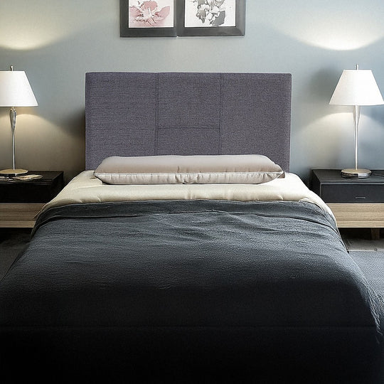 Linen Fabric Single Bed Headboard Bedhead - Grey | Linen finish