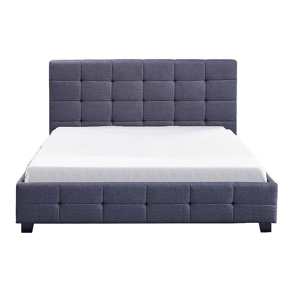 Queen Bed Frame Linen Fabric Upholstered Modern Grey Bedroom