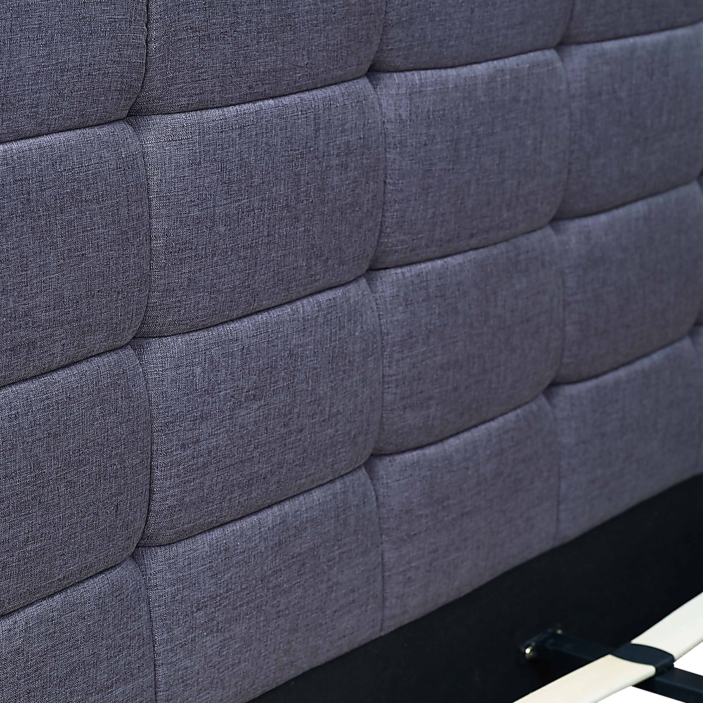 King Bed Frame Linen Fabric Upholstered Modern Grey Bedroom Design