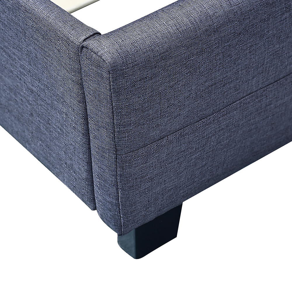 King Bed Frame Linen Fabric Upholstered Modern Grey Bedroom Design