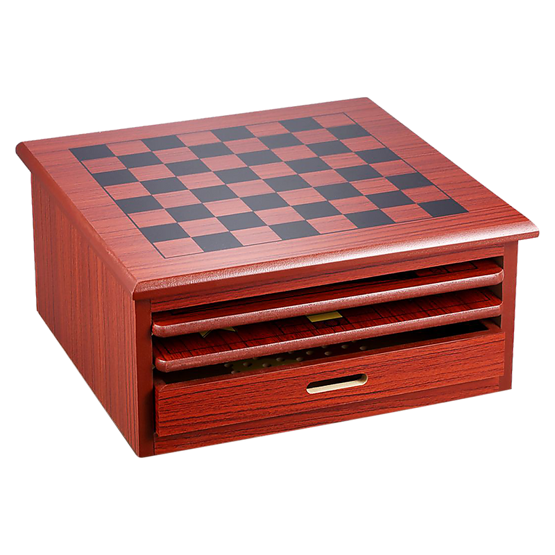 10 in 1 Wooden Chess Board Games Slide Out Checkers House Unit Set - Activity Games