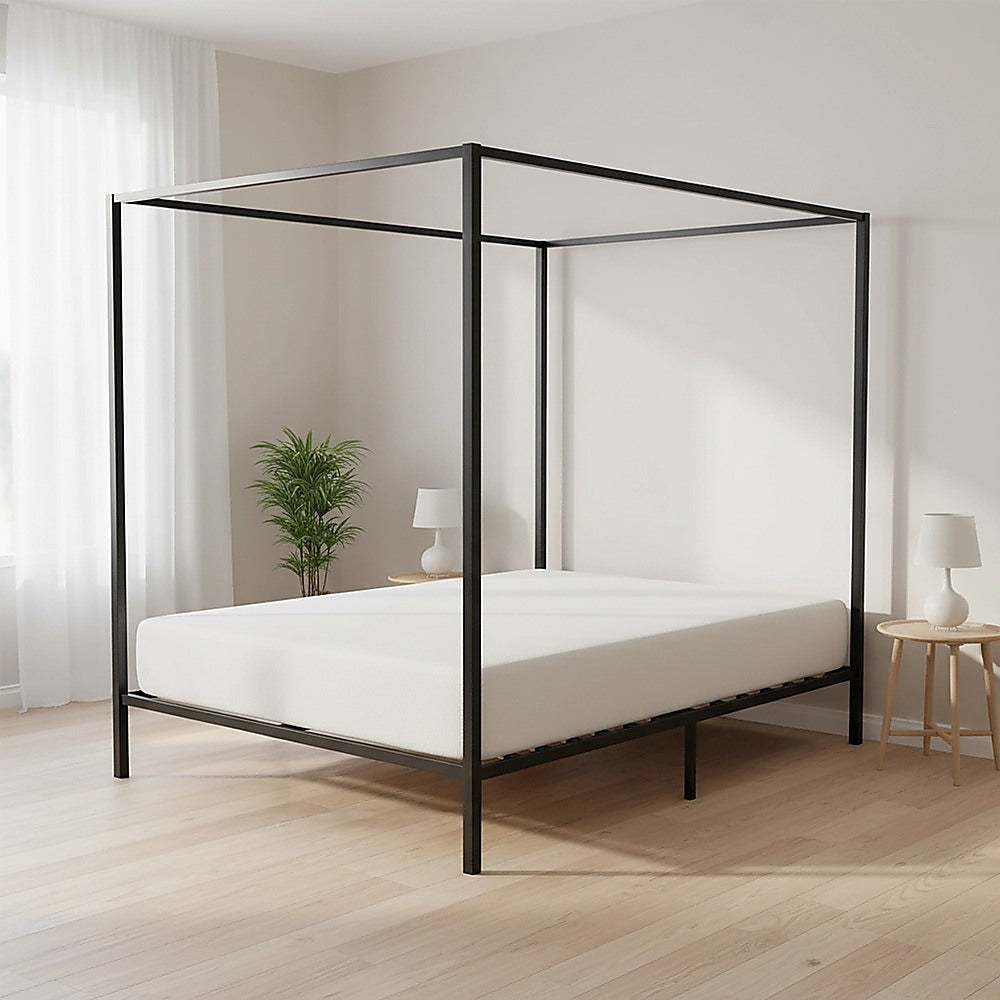 Double Bed Frame Four Poster Timber Canopy Bedroom Furniture