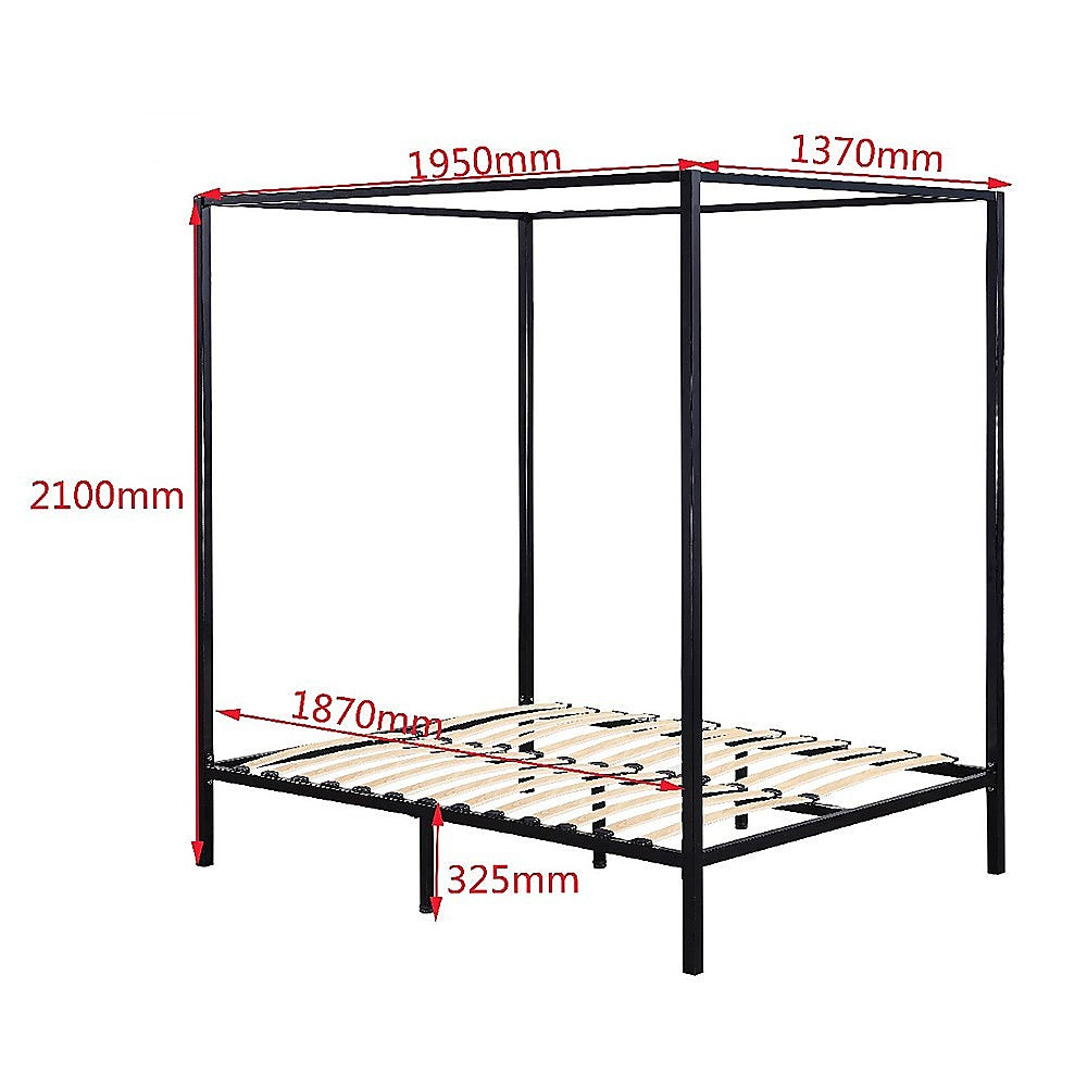 Double Bed Frame Four Poster Timber Canopy Bedroom Furniture