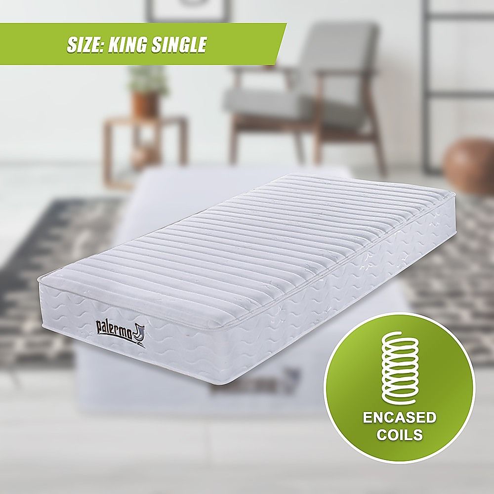 King Single Mattress Encased Coil Quilted Comfort Support 20cm