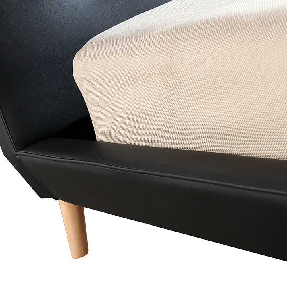 Double Bed Frame PU Leather Upholstered Black