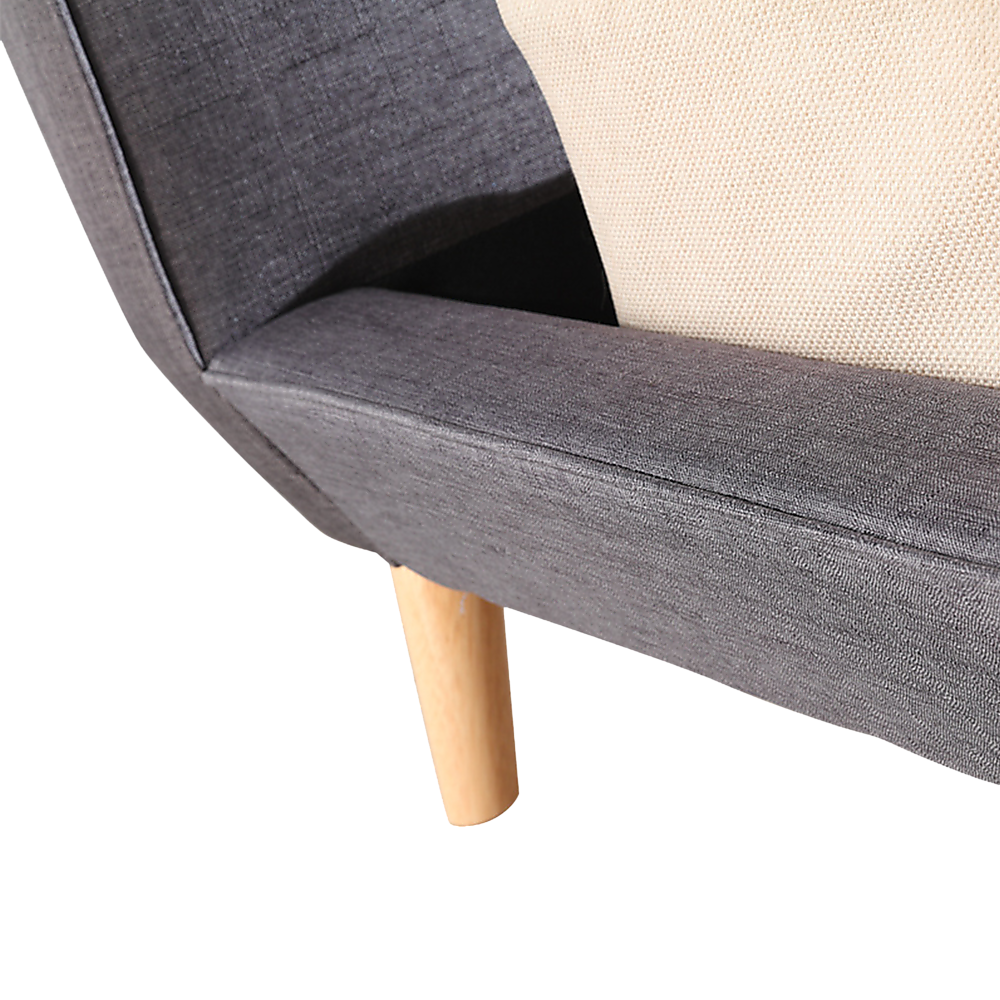 Queen Bed Frame Linen Fabric Upholstered Grey