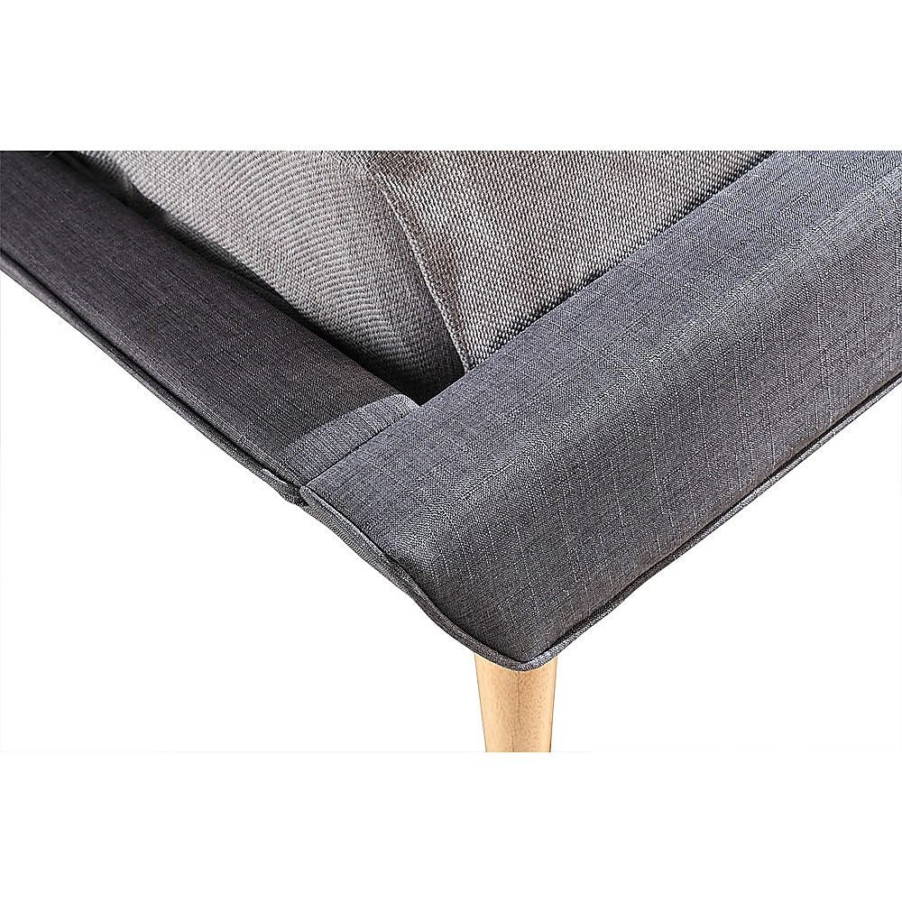 King Bed Frame Linen Fabric Upholstered Grey with Solid Base