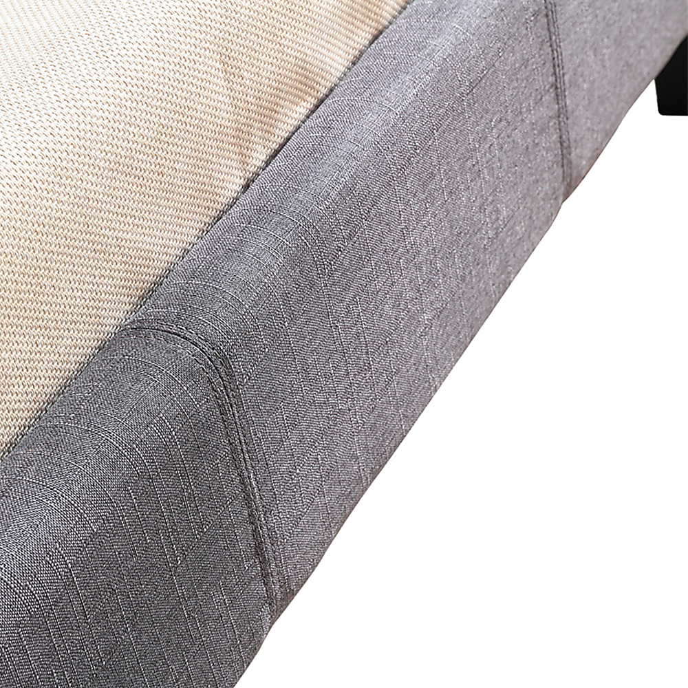 King Single Bed Frame Linen Fabric Upholstered Grey with Solid Base