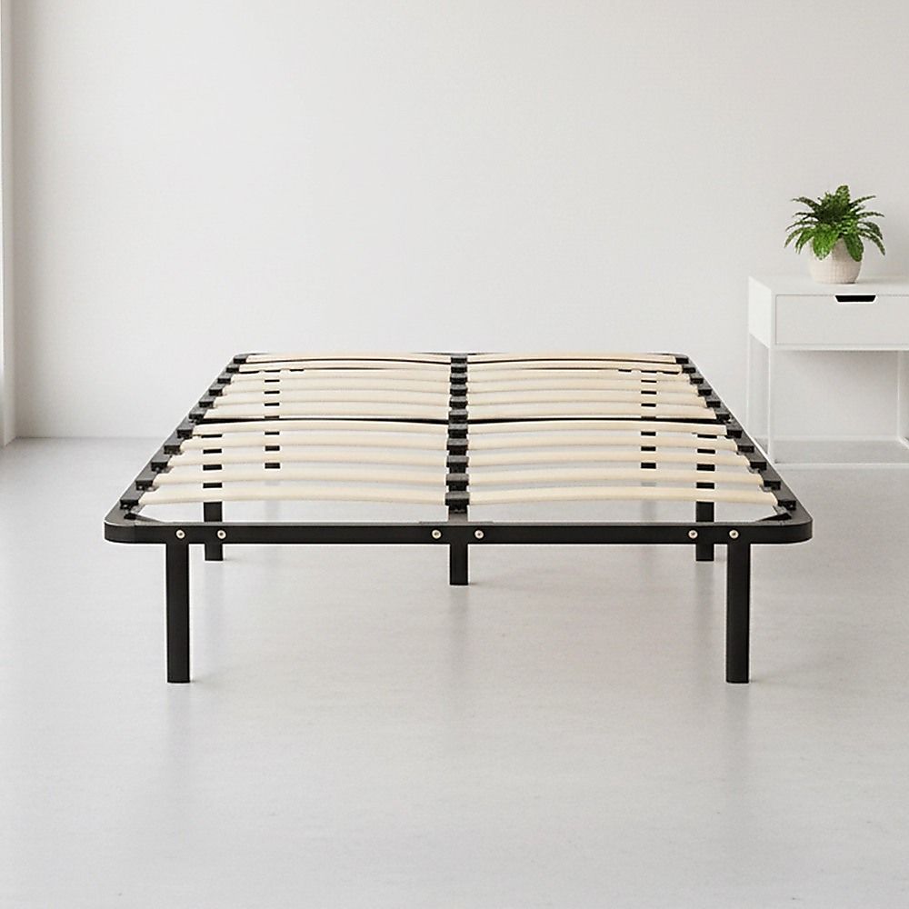 King Single Bed Frame Metal Construction with Supportive Slat Base