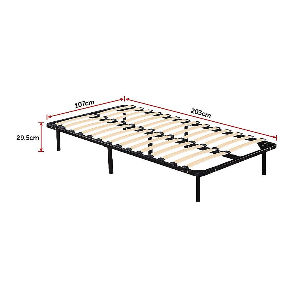 King Single Bed Frame Metal Construction with Supportive Slat Base
