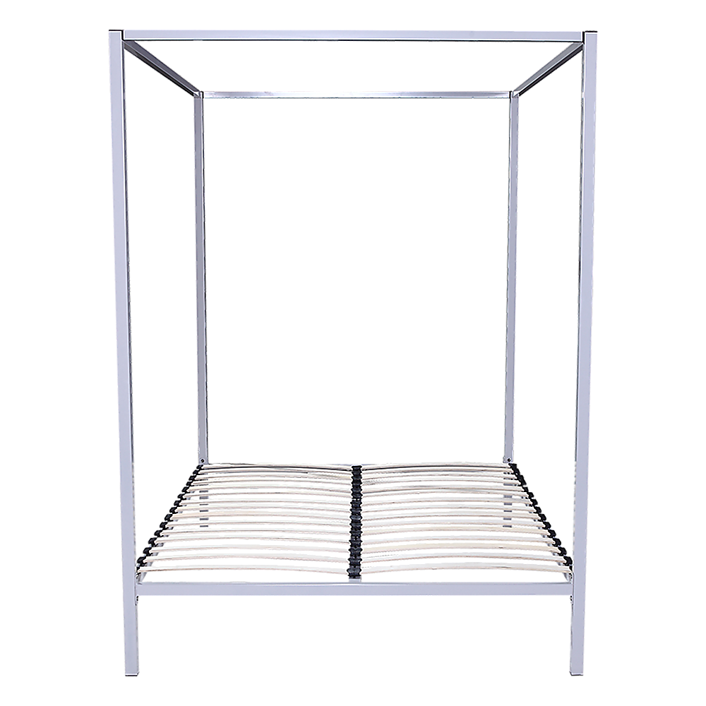 Queen Four Poster Bed Frame Metal Construction with Sturdy Base