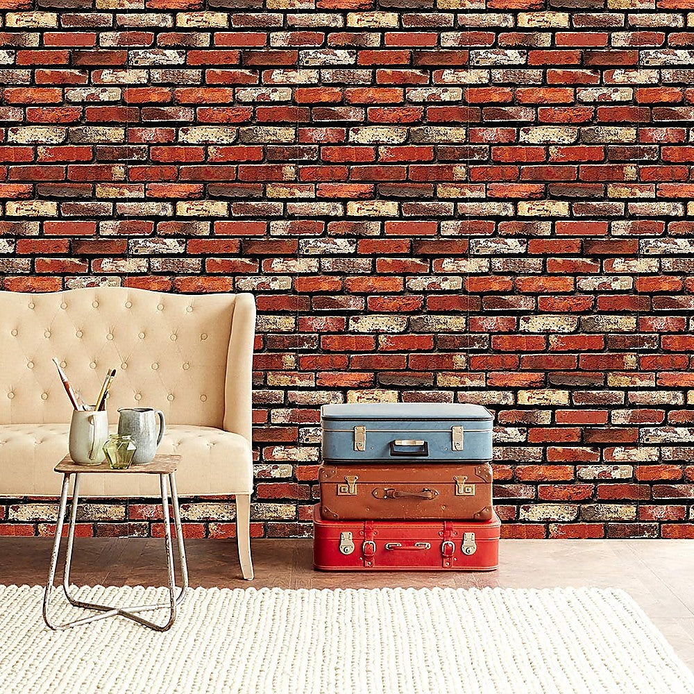 10M 3D Red Brick Print Theme Wallpaper