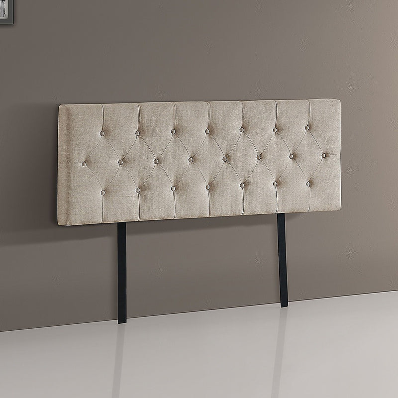 Linen Fabric Queen Bed Deluxe Headboard Bedhead - Beige - Headboards