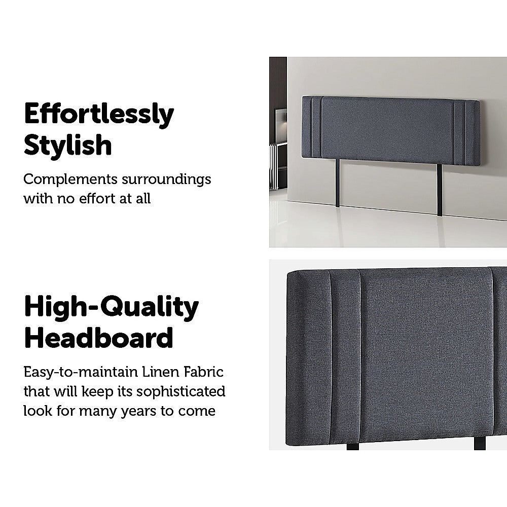 Elite Linen Fabric King Bed Deluxe Headboard - Grey