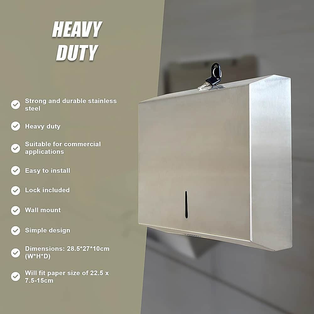304 Stainless Steel Hand Paper Towel Dispenser Holder Toilet Heavy Duty