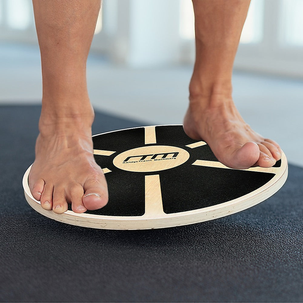 Heavy Duty 15.5" Wooden Balance Board With Non-Slip Pad Fitness