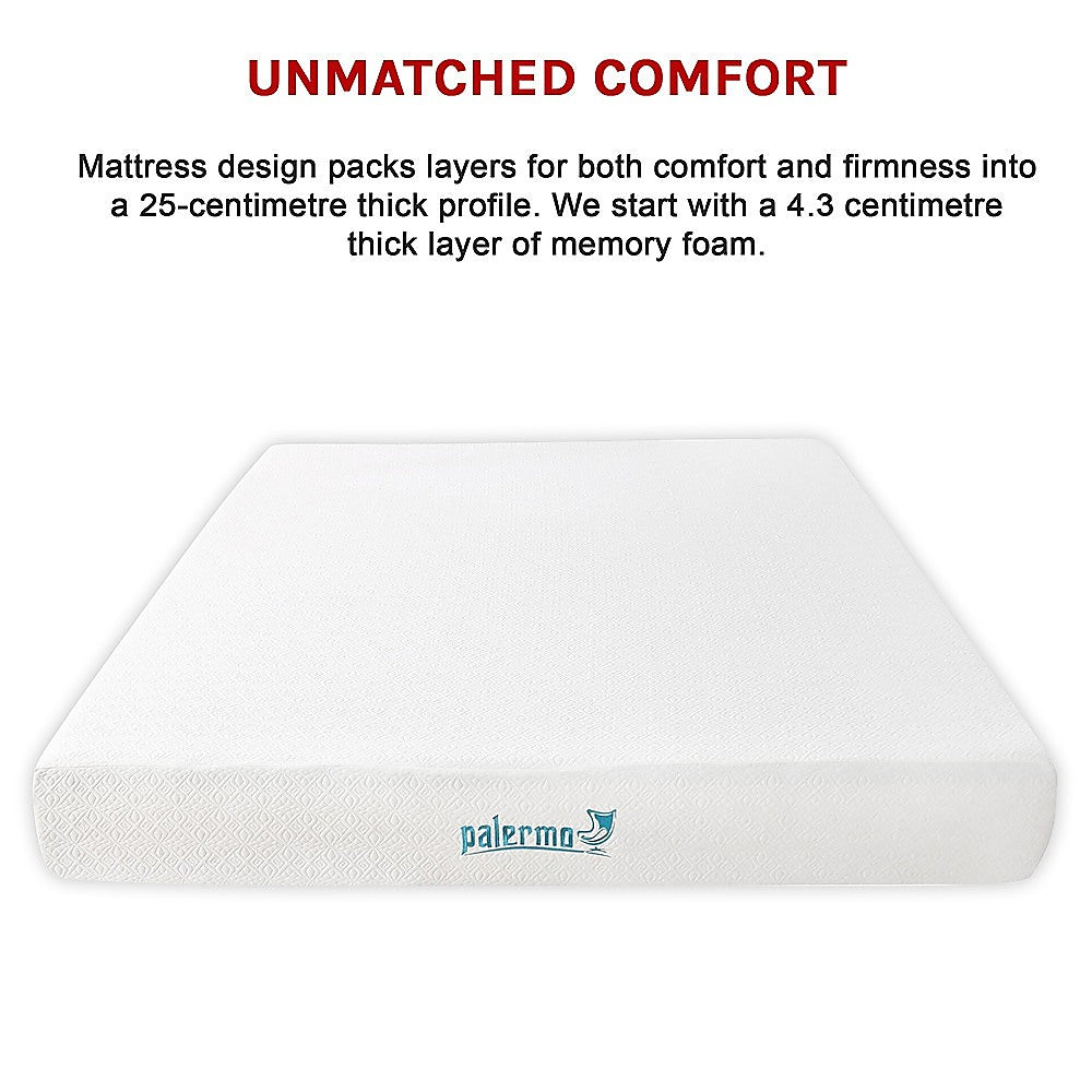 King Mattress Gel Memory Foam Dual Layer Medium Firm 25cm
