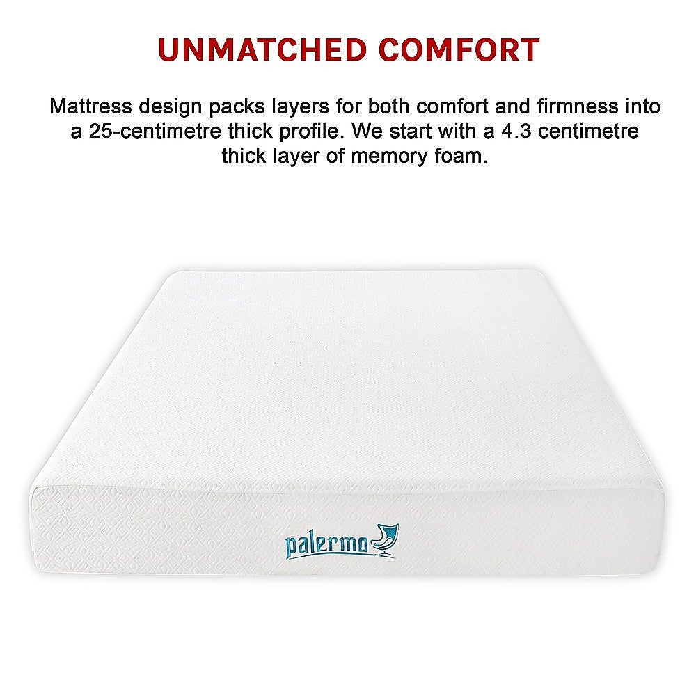 Queen Mattress Gel Memory Foam Dual Layer Medium Firm 25cm