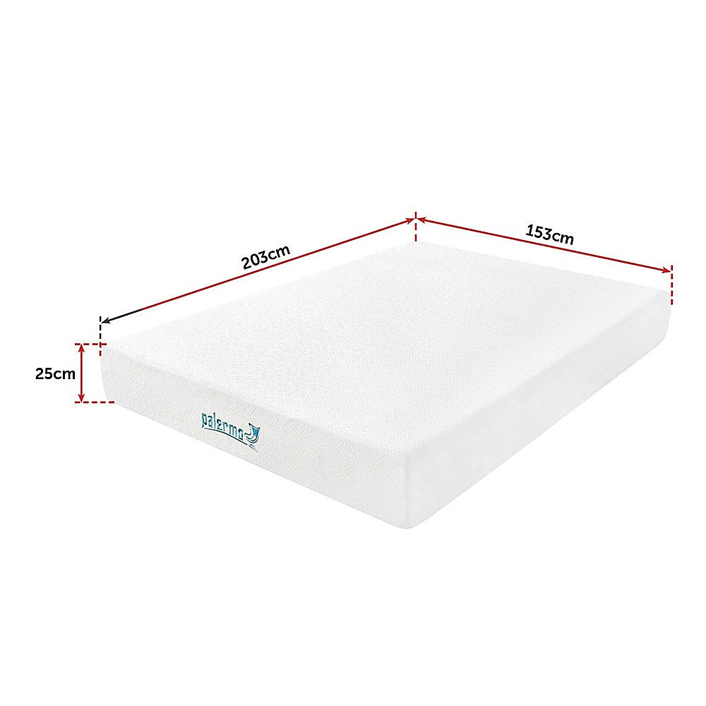Queen Mattress Gel Memory Foam Dual Layer Medium Firm 25cm
