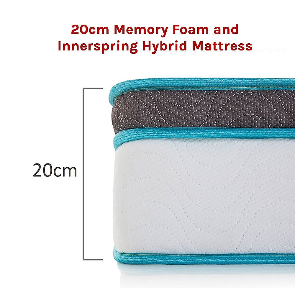 King Single Mattress Hybrid Memory Foam Innerspring Medium Firm 20cm