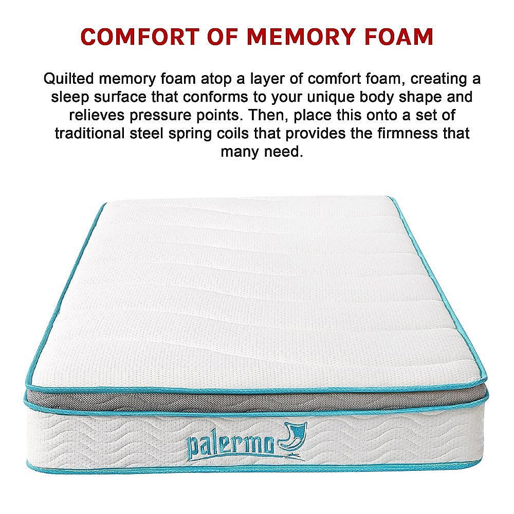King Single Mattress Hybrid Memory Foam Innerspring Medium Firm 20cm