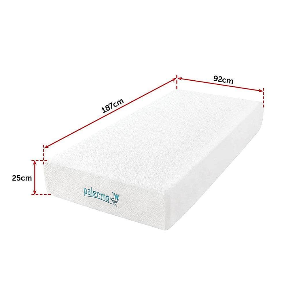 Single 25Cm Gel Memory Foam Mattress - Dual-Layered