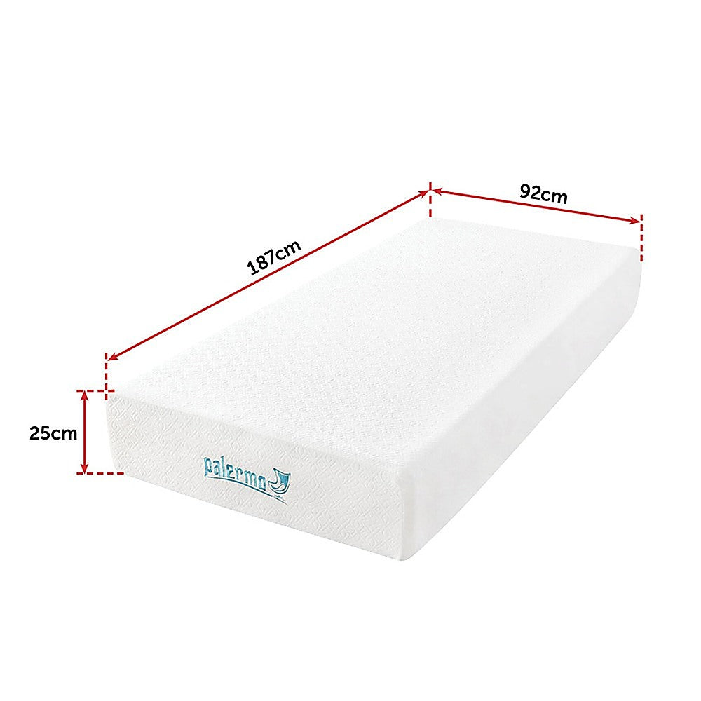 Single Mattress Gel Memory Foam Dual Layer Medium Firm 25cm