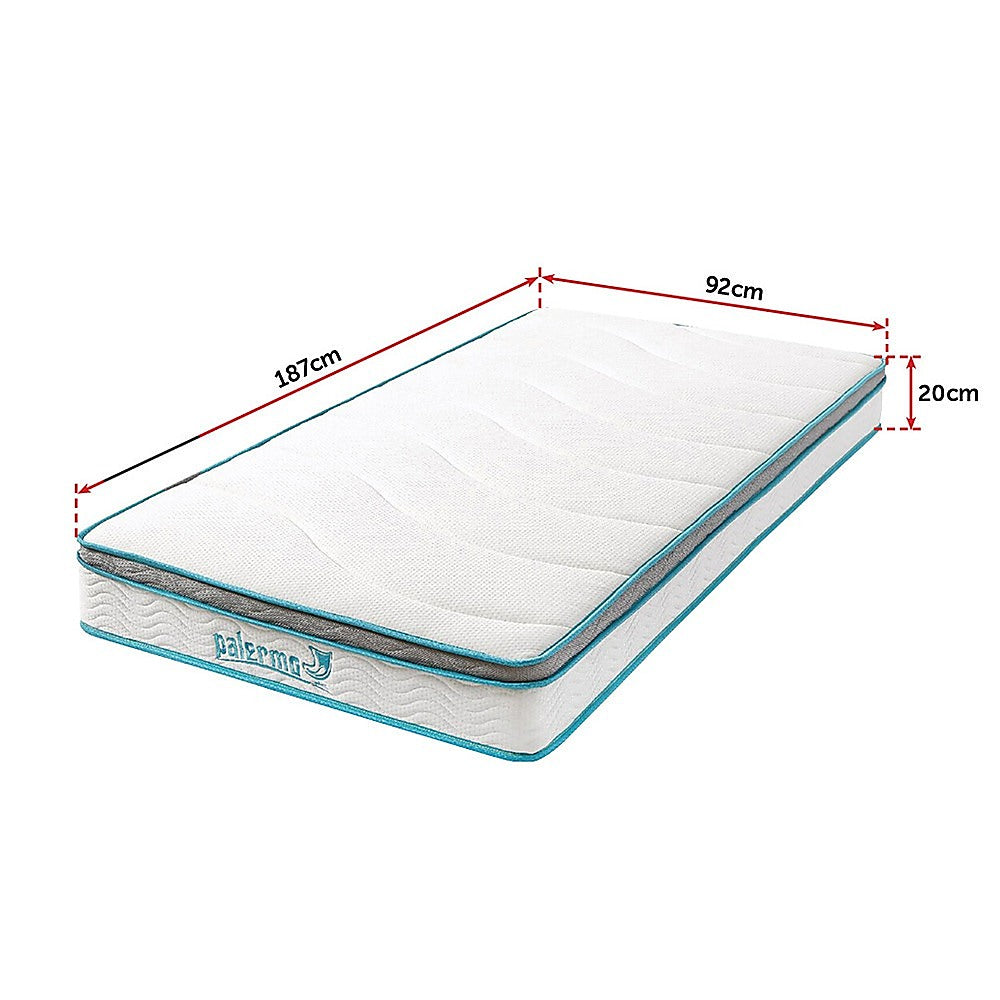 Single Mattress Hybrid Memory Foam Innerspring Medium Firm 20cm