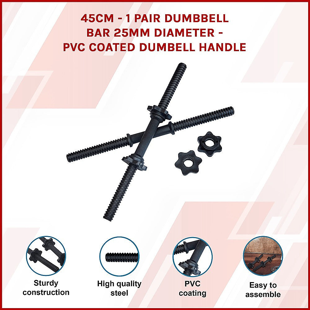 45Cm - 1 Pair Dumbbell Bar 25Mm Diameter - Pvc Coated Dumbell Handle