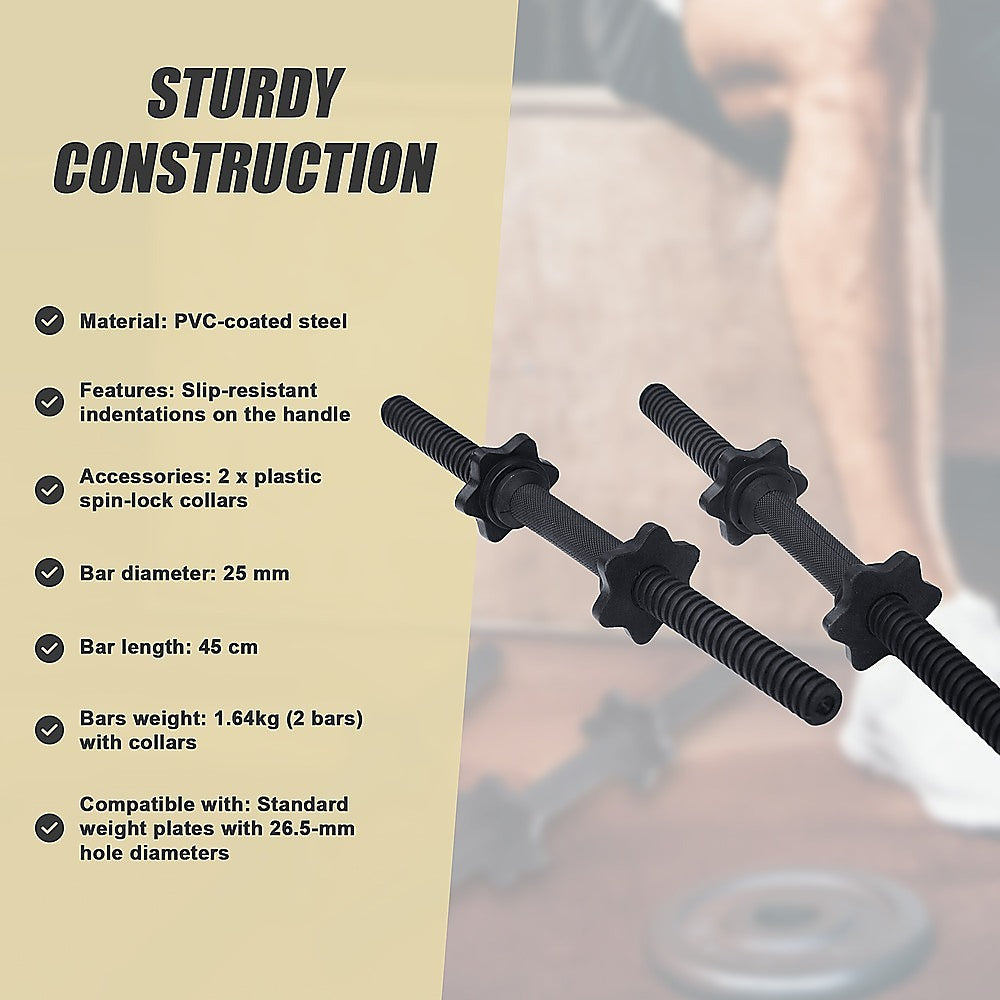 45Cm - 1 Pair Dumbbell Bar 25Mm Diameter - Pvc Coated Dumbell Handle