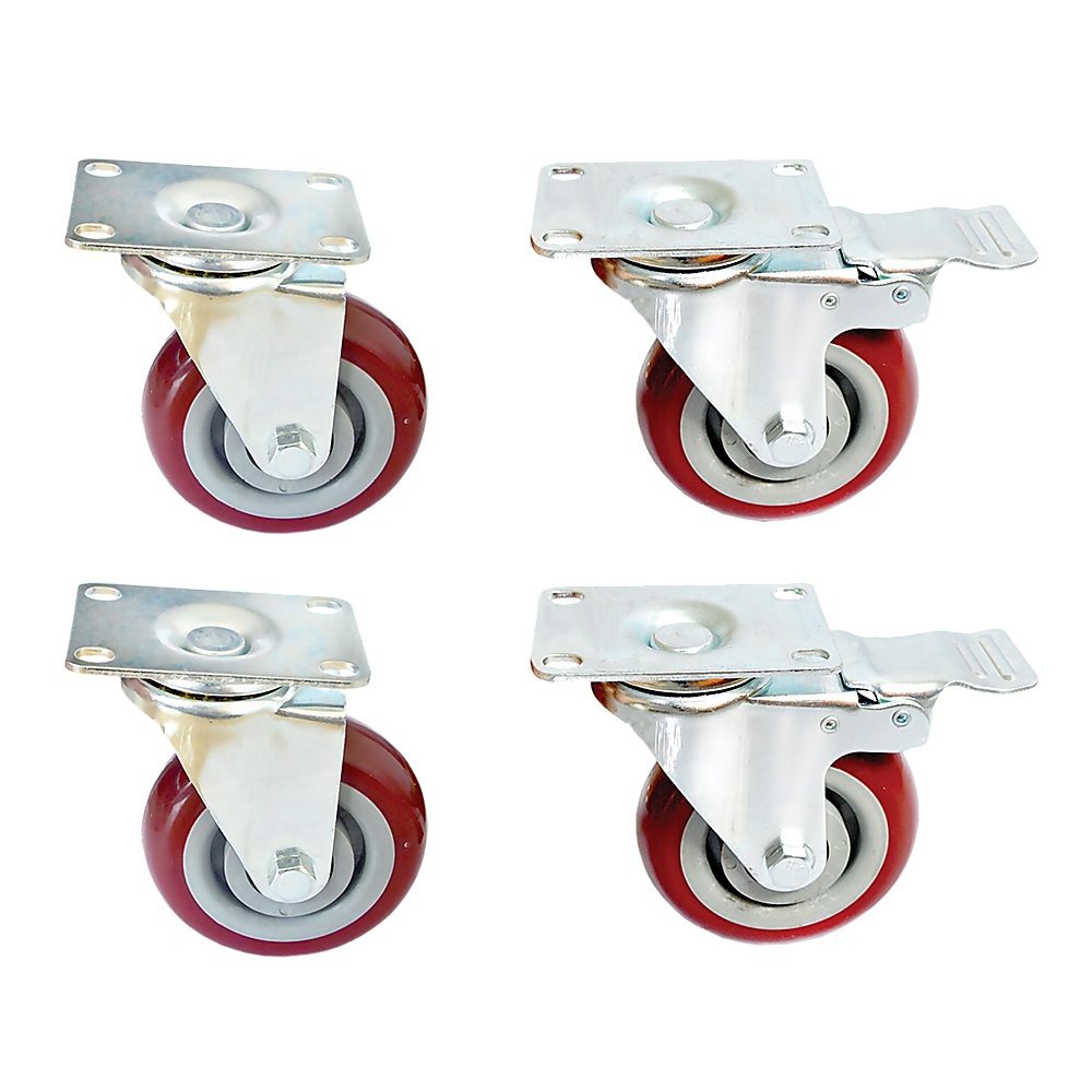 4 X 4" Heavy Duty Pu Swivel Castor Wheels With Brake