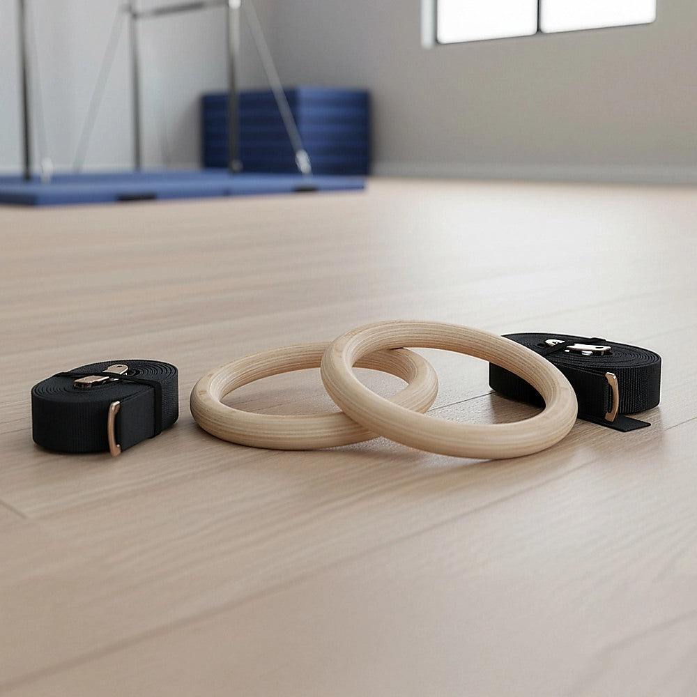 Wooden Gymnastic Rings Olympic Gym Strength Training