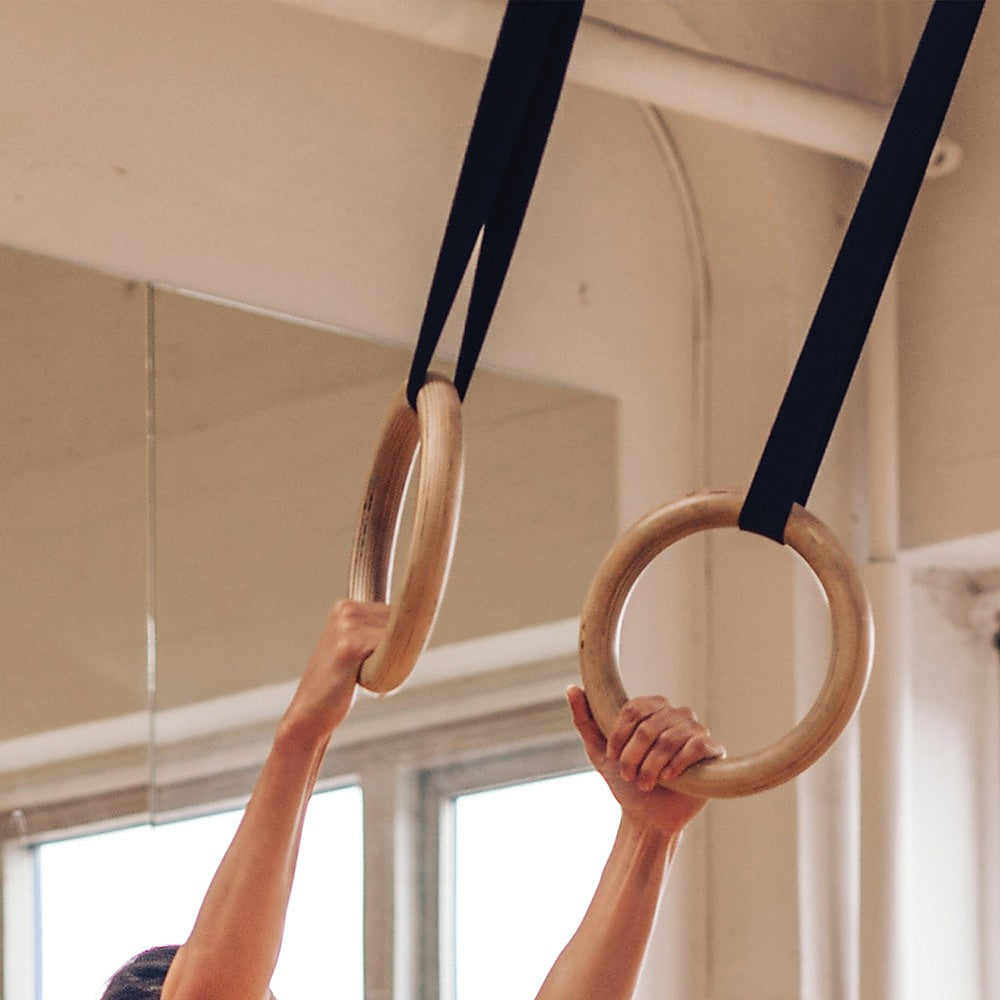 32Mm Wooden Gymnastic Rings Olympic Gym Rings Strength Training