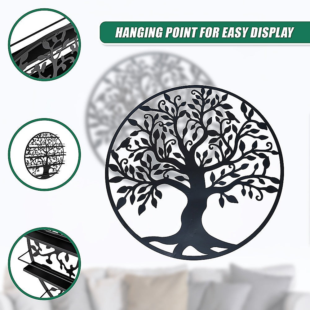 Black Tree Of Life Wall Art Hanging Metal Iron Sculpture Garden 60Cm