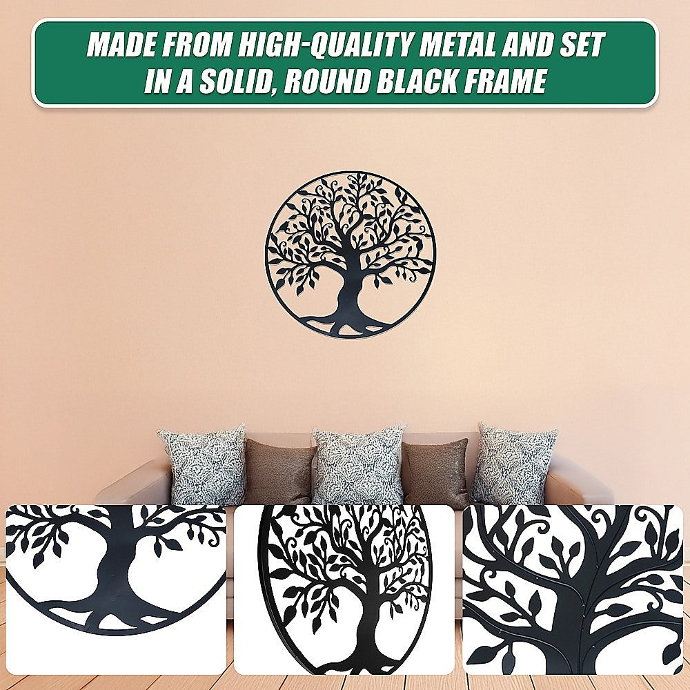 Black Tree Of Life Wall Art Hanging Metal Iron Sculpture Garden 60Cm