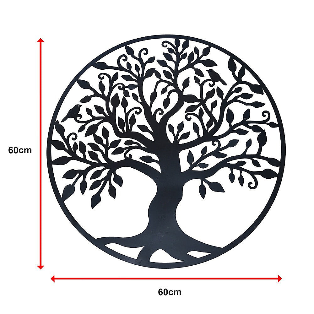 Black Tree Of Life Wall Art Hanging Metal Iron Sculpture Garden 60Cm