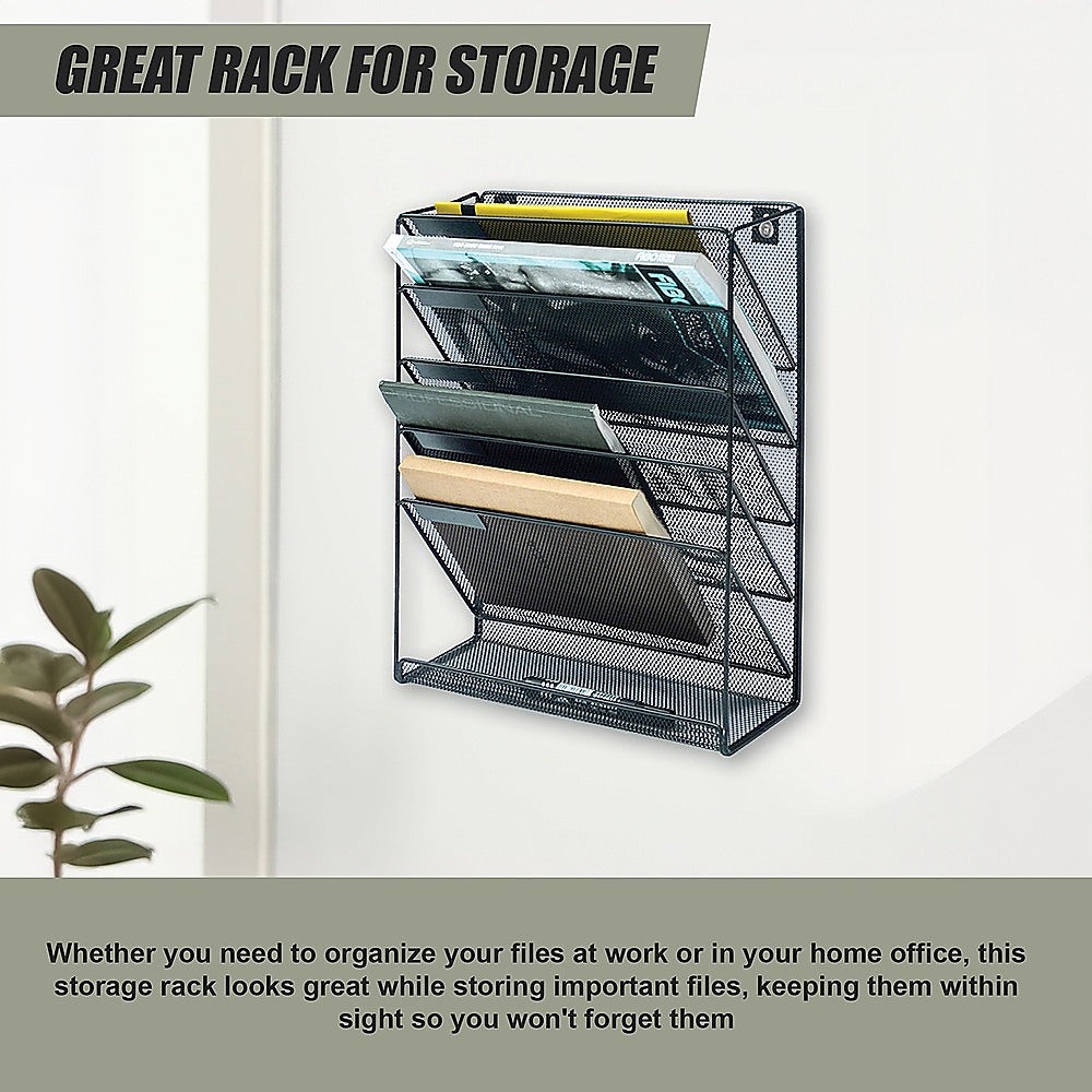 Wall Mount 6 Pocket Hanging File Sorter Organizer Folder Holder